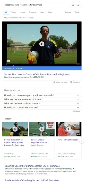 Google Search: soccer coaching 